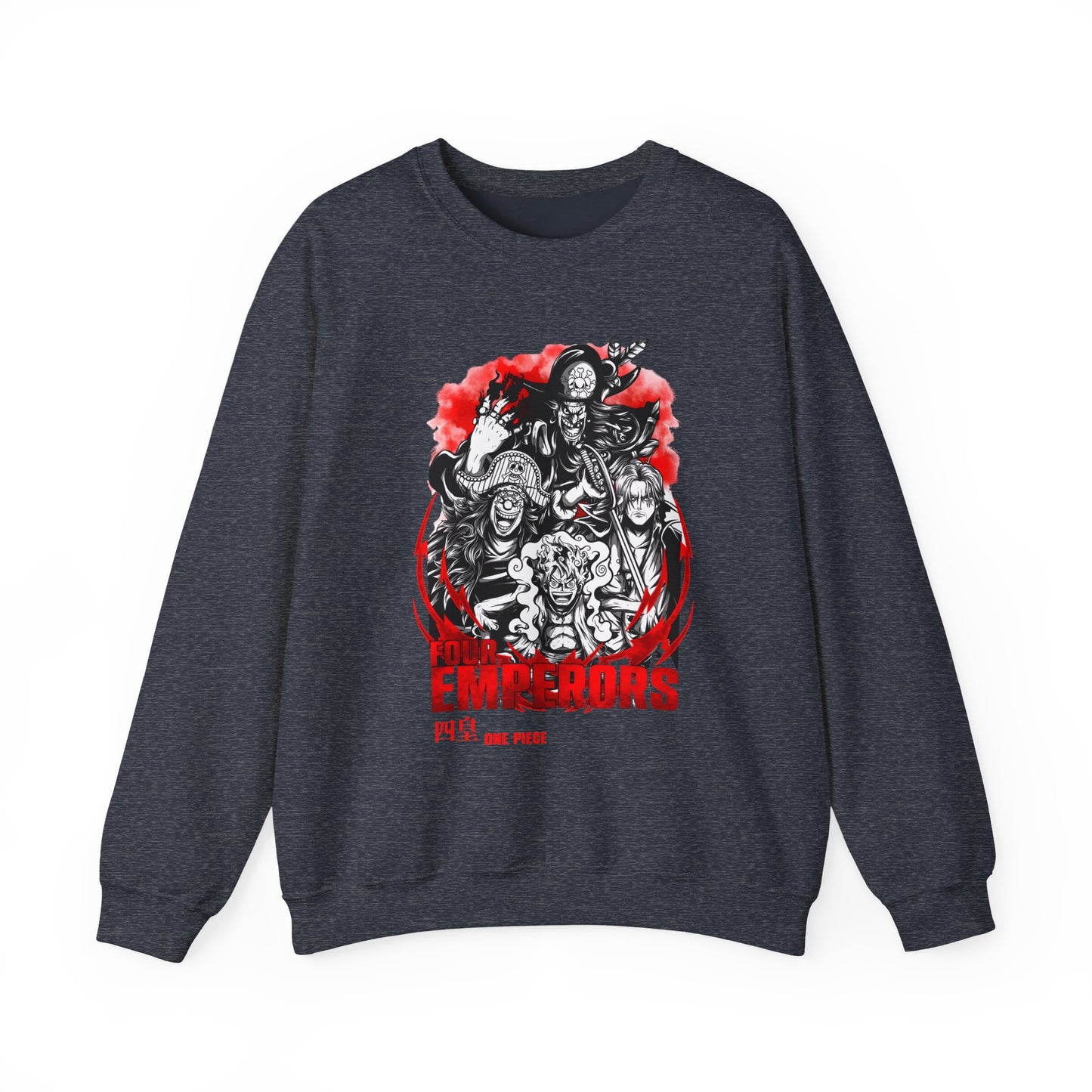 Four Emperors One Piece Sweatshirt – 100% Cotton Anime Crewneck Featuring Yonko Pirates
