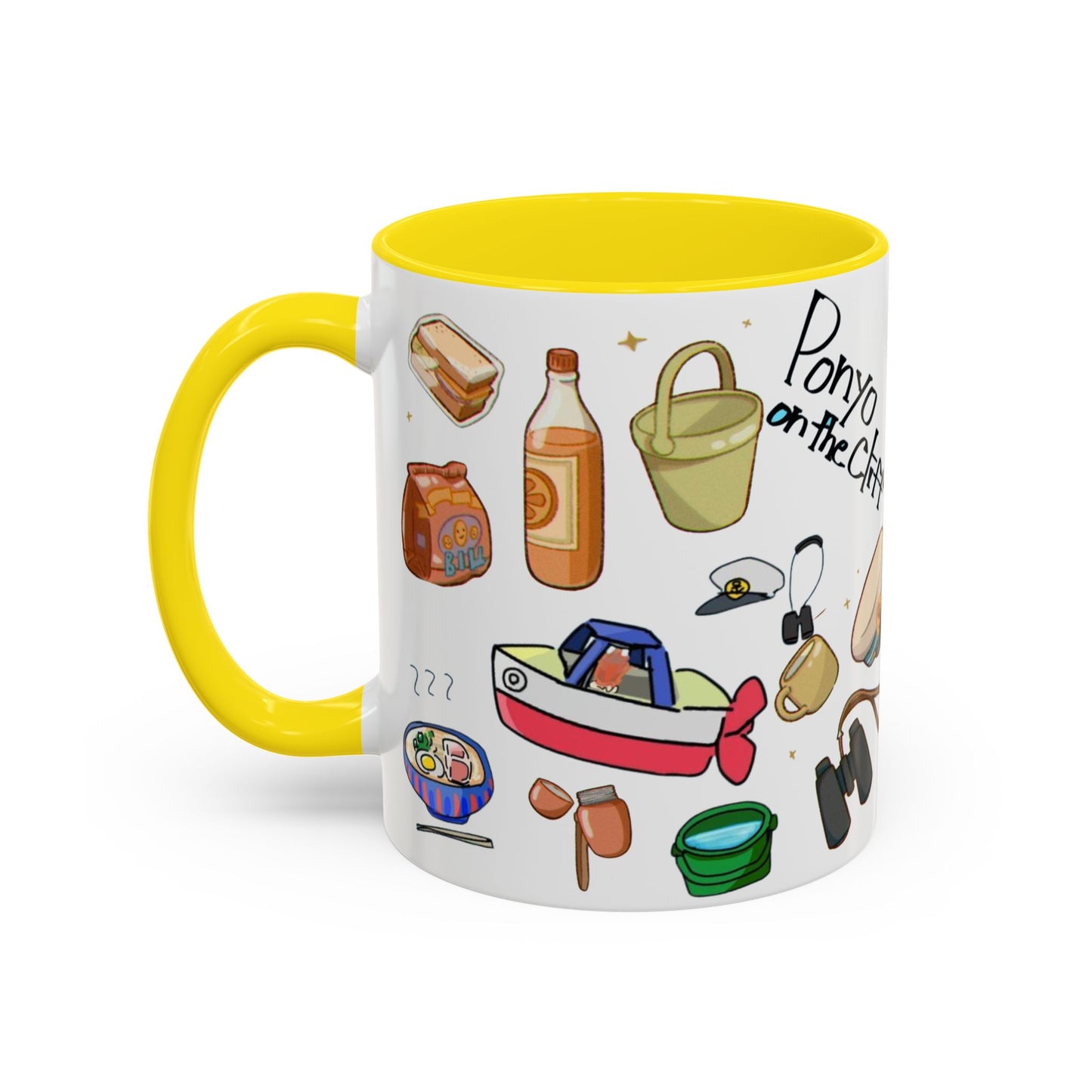Ponyo Accent Mug – Studio Ghibli Collage Color Handle Cup 11oz & 15oz – Cute Anime Ocean Gift for Fans
