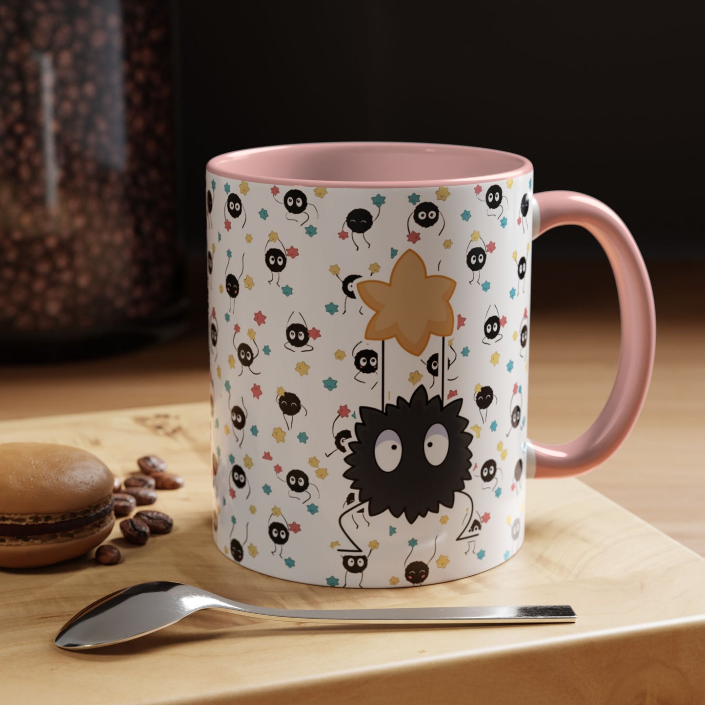 Soot Sprites Accent Mug – Studio Ghibli Color Handle Cup – 11oz & 15oz Ceramic Anime Gift