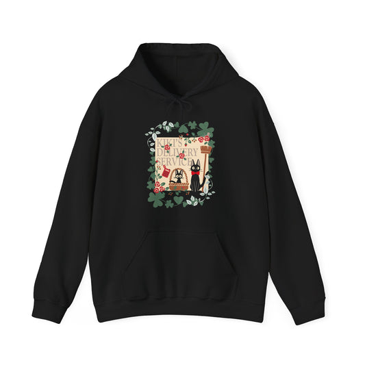 Kiki’s Delivery Service Hoodie – 100% Cotton Studio Ghibli Hoodie with Kiki and Jiji Design