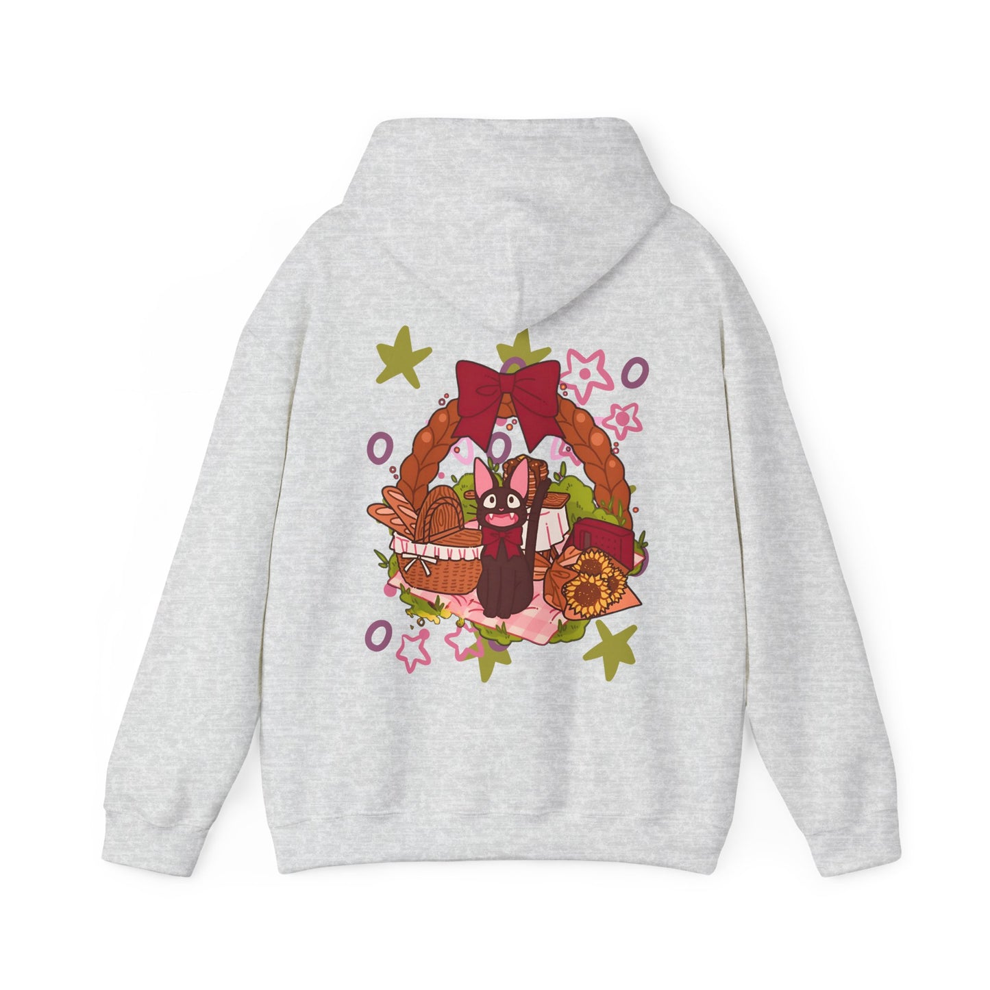 Jiji Cat Gift Back Print Hoodie – 100% Cotton Studio Ghibli Inspired Anime Hoodie