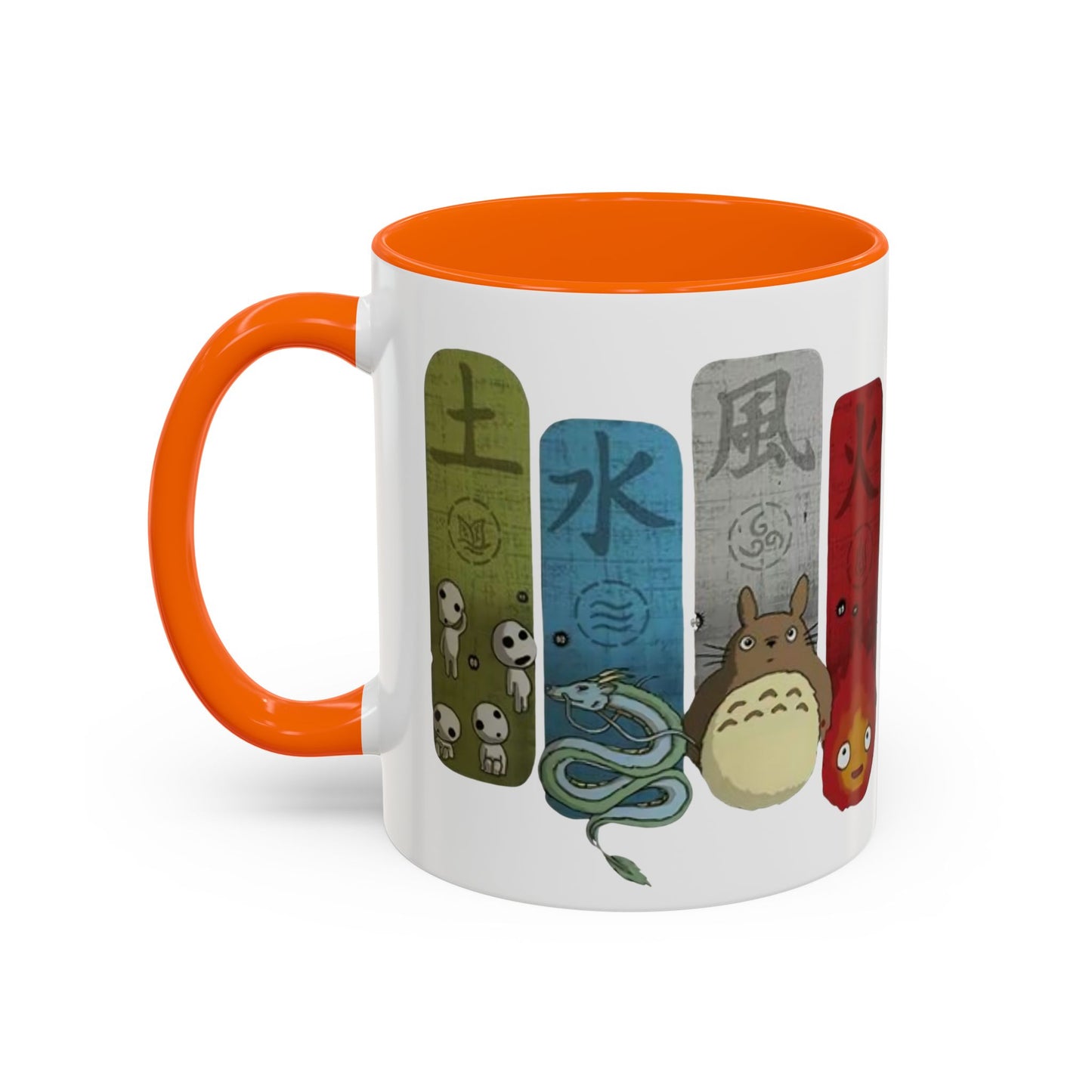 Studio Ghibli Figures Accent Mug – 11oz & 15oz Color Handle Anime Cup – Ghibli Character Coffee Mug for Fans