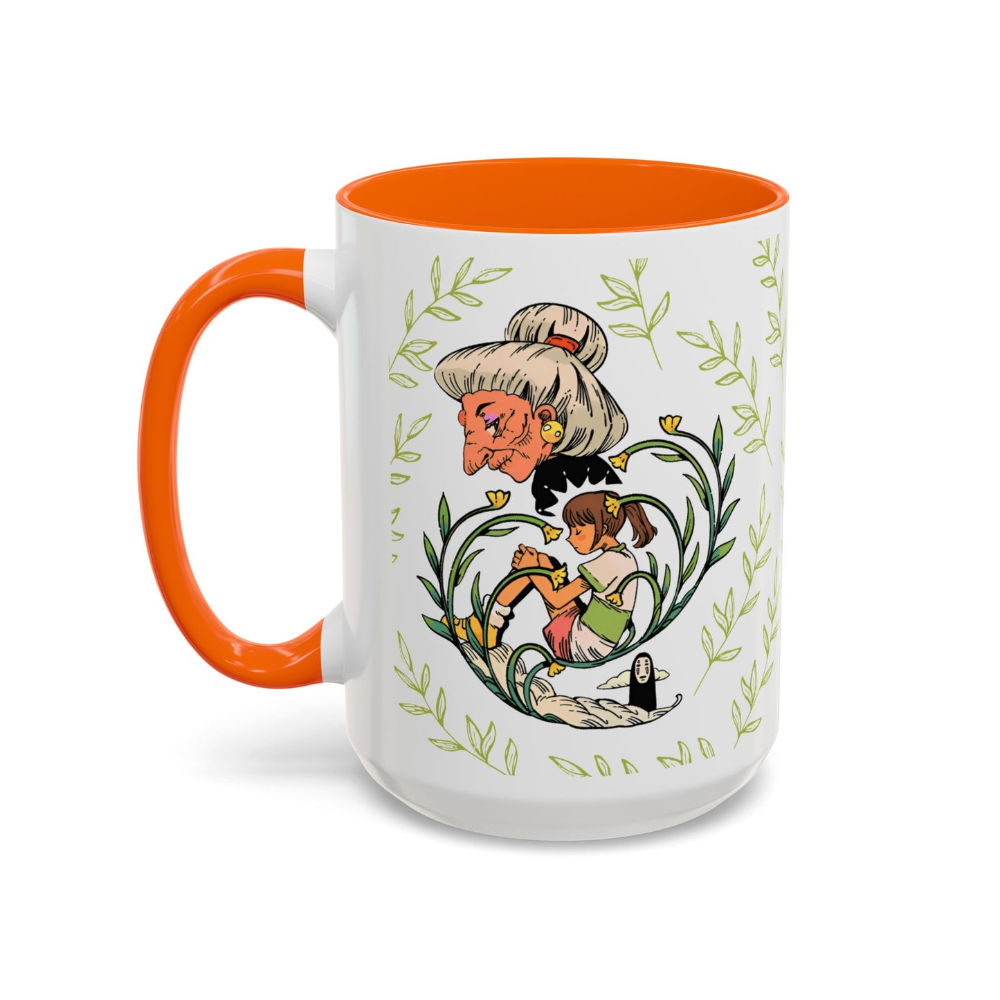 Spirited Away Chihiro Accent Mug – Studio Ghibli Coffee Cup with Colored Handle – 11oz & 15oz Ceramic Anime Gift