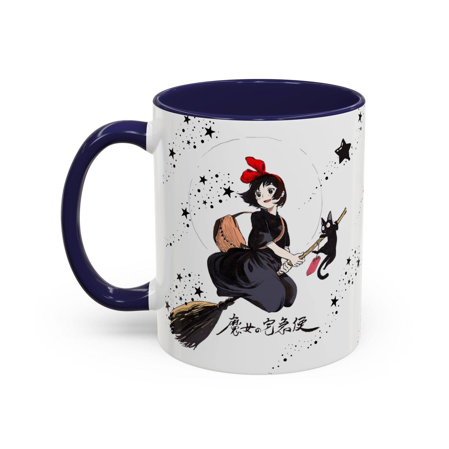 Kiki’s Delivery Service Accent Mug – 11oz & 15oz Ceramic Cup with Colored Handle – Studio Ghibli Anime Gift