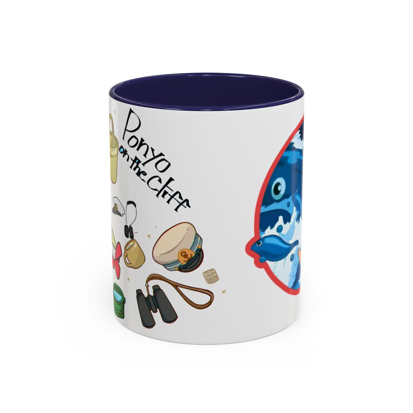 Ponyo Accent Mug – Studio Ghibli Collage Color Handle Cup 11oz & 15oz – Cute Anime Ocean Gift for Fans