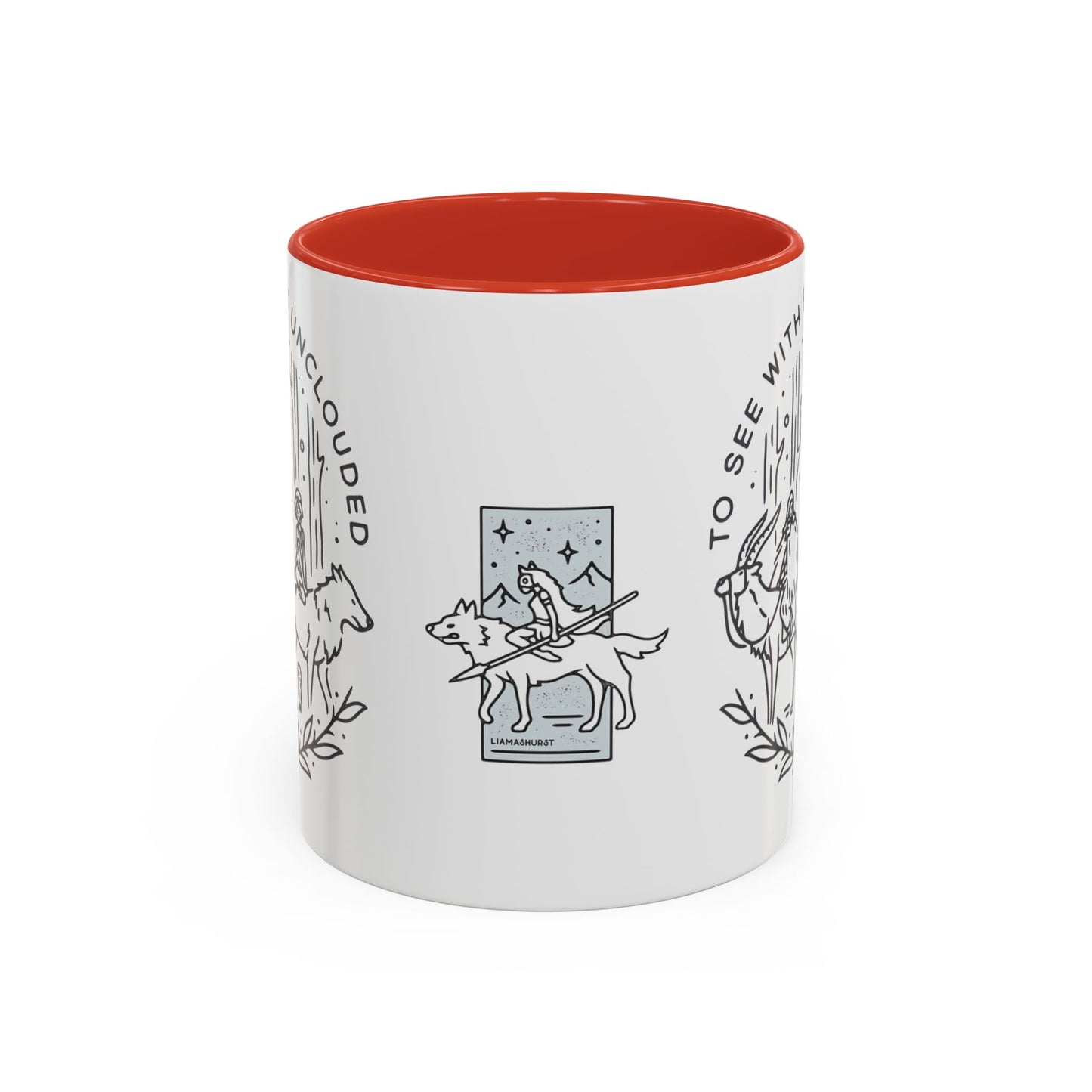 Princess Mononoke Art Accent Mug – Studio Ghibli Coffee Cup with Colored Handle – 11oz & 15oz Ceramic Anime Gift