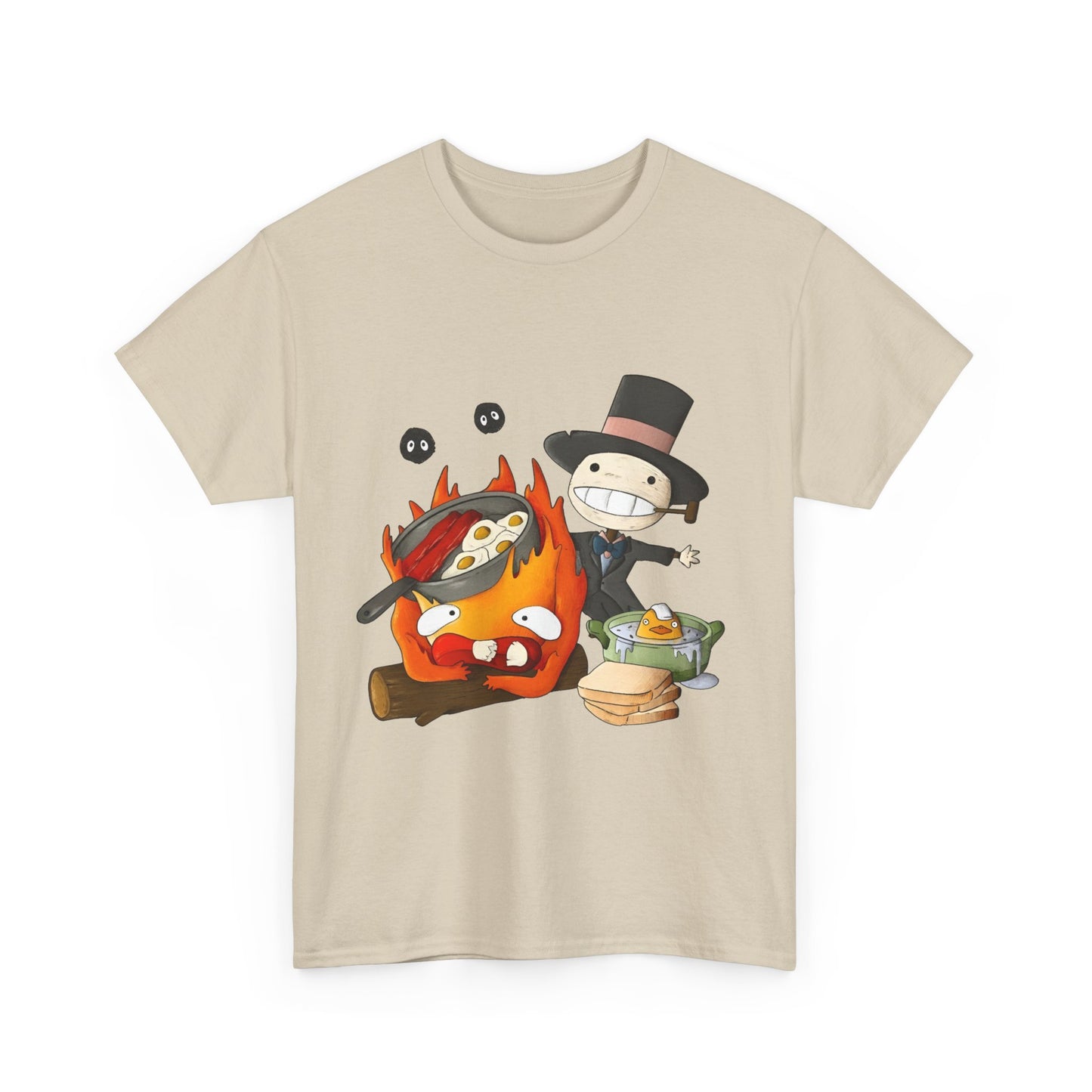 Calcifer Breakfast Shirt – Ghibli Cotton Tee for Anime Fans