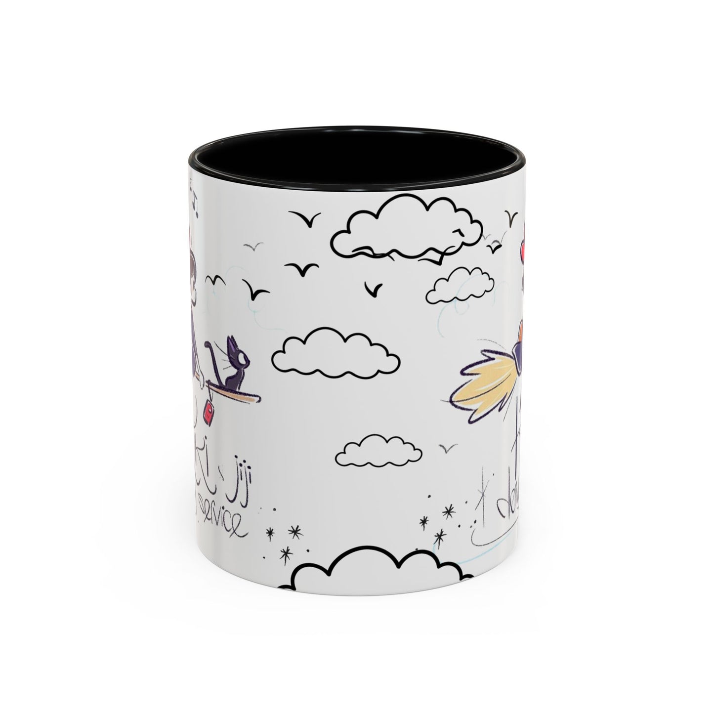 Kiki's Delivery Service Sketch Accent Mug – Studio Ghibli Ceramic Cup – 11oz & 15oz Anime Gift