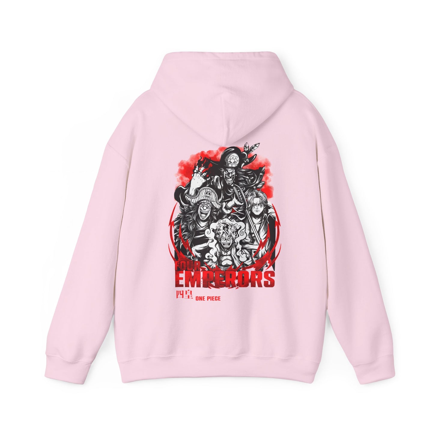 Four Emperors One Piece Back Print Hoodie – 100% Cotton Anime Pullover Featuring Yonko Legends