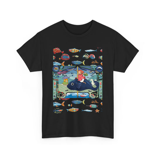Ponyo Sea Love T-Shirt – 100% Cotton Studio Ghibli Tee for Ocean and Anime Fans