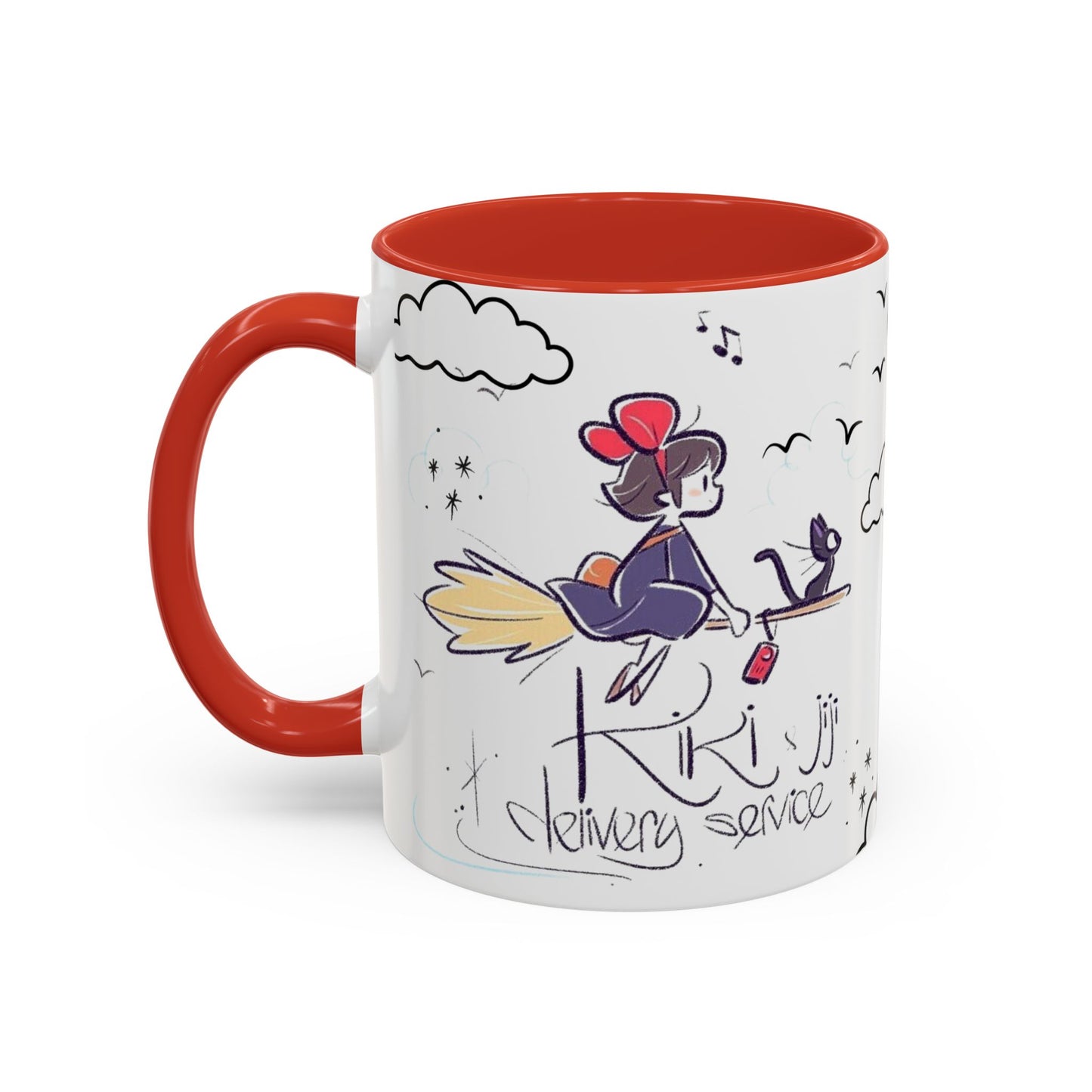 Kiki's Delivery Service Sketch Accent Mug – Studio Ghibli Ceramic Cup – 11oz & 15oz Anime Gift