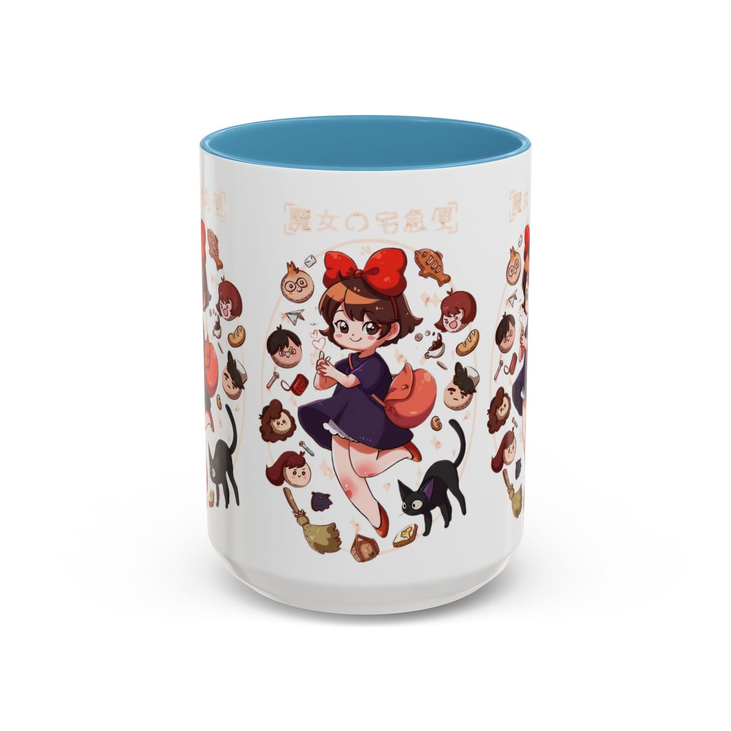 Kiki’s Delivery Service Accent Mug – Stained Glass Anime Cup 11oz & 15oz – Ghibli Inspired Color Handle Mug