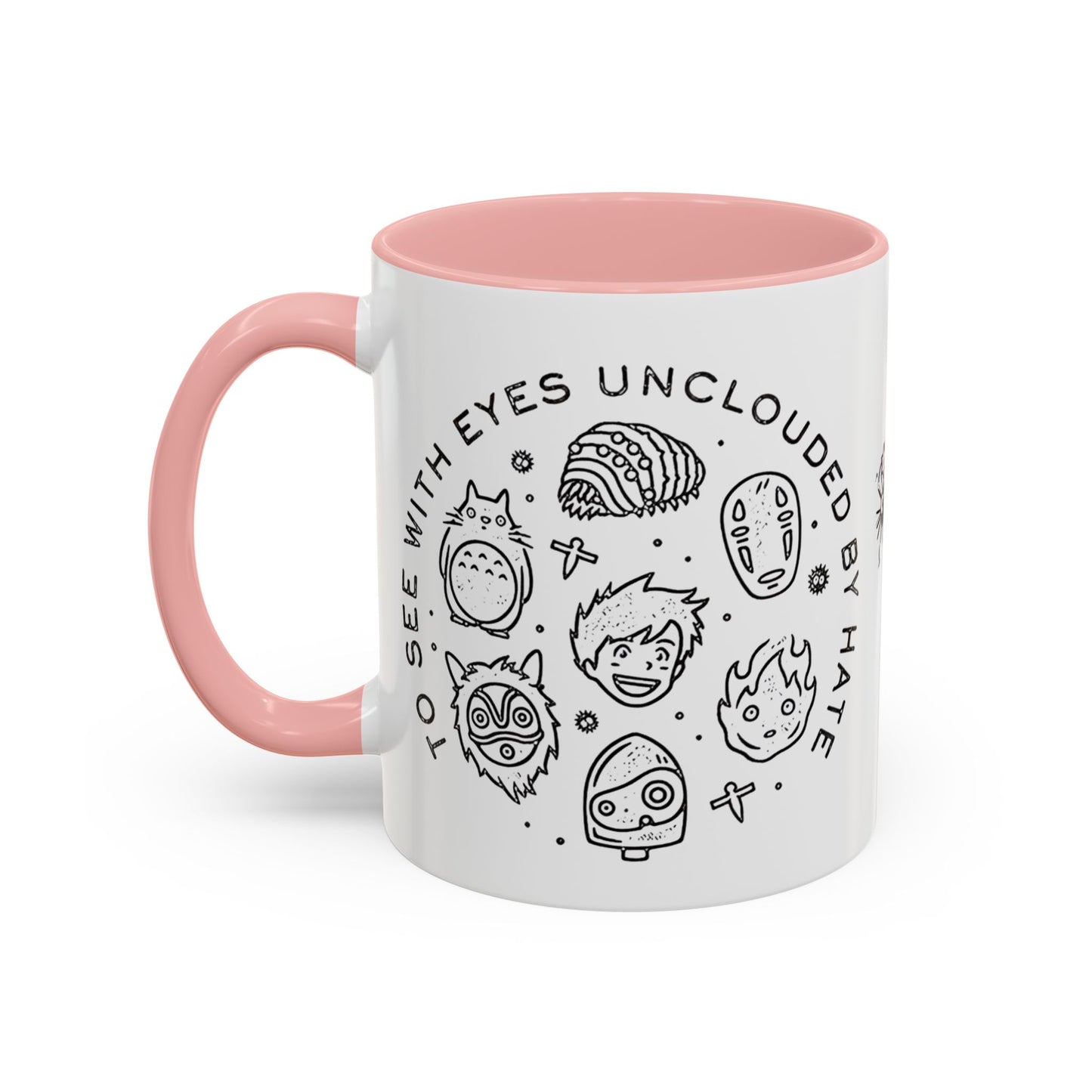 Universe Ghibli Accent Mug – Color Handle Anime Coffee Cup – 11oz & 15oz Studio Ghibli Ceramic Mug Gift