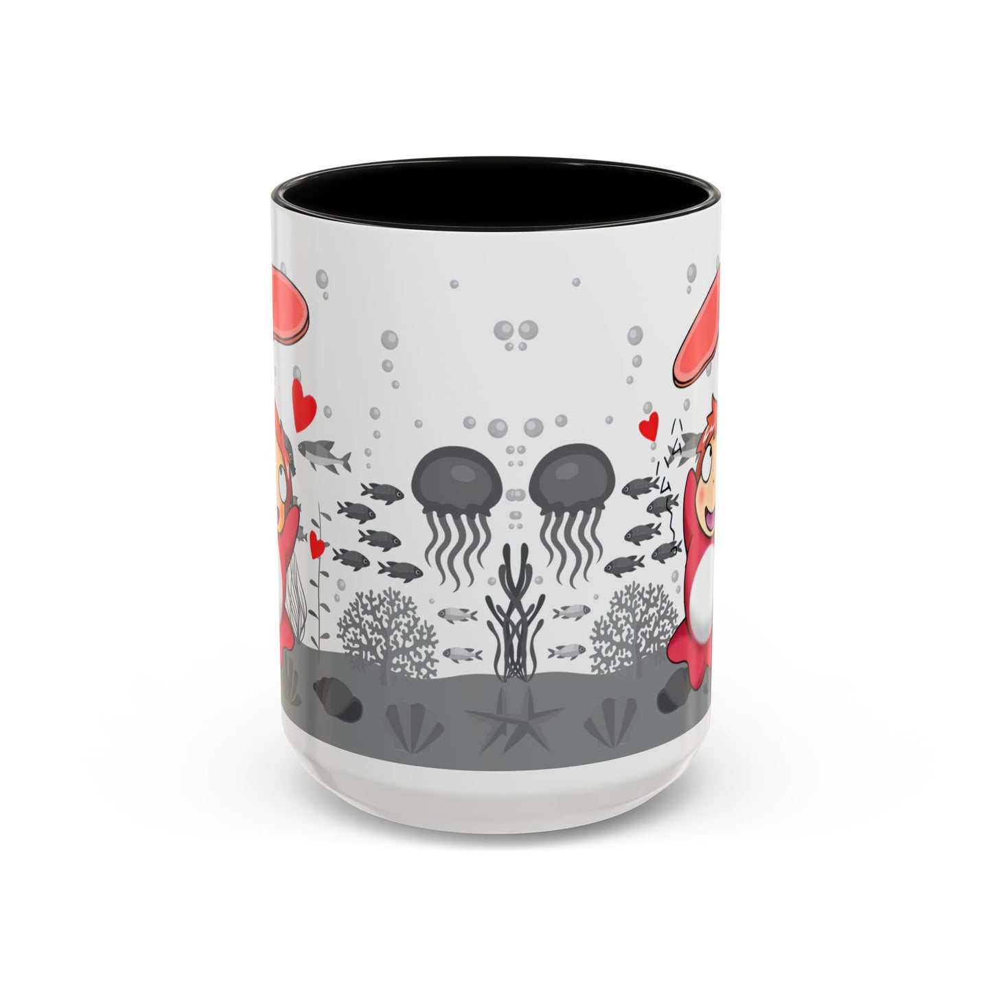Ponyo Ham Accent Handle Mug – Studio Ghibli Coffee Cup – 11oz & 15oz Anime Gift for Fans