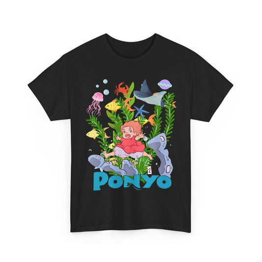 Ponyo Ghibli Sea World T-Shirt 100% Cotton Studio Ghibli Anime Tee