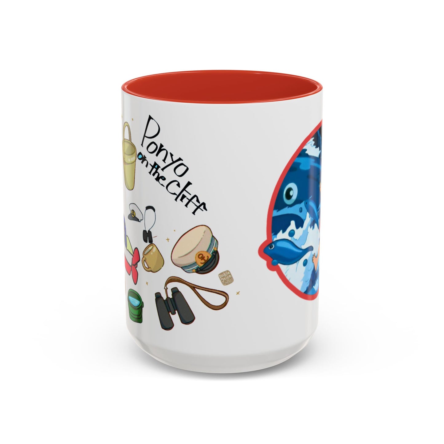 Ponyo Accent Mug – Studio Ghibli Collage Color Handle Cup 11oz & 15oz – Cute Anime Ocean Gift for Fans