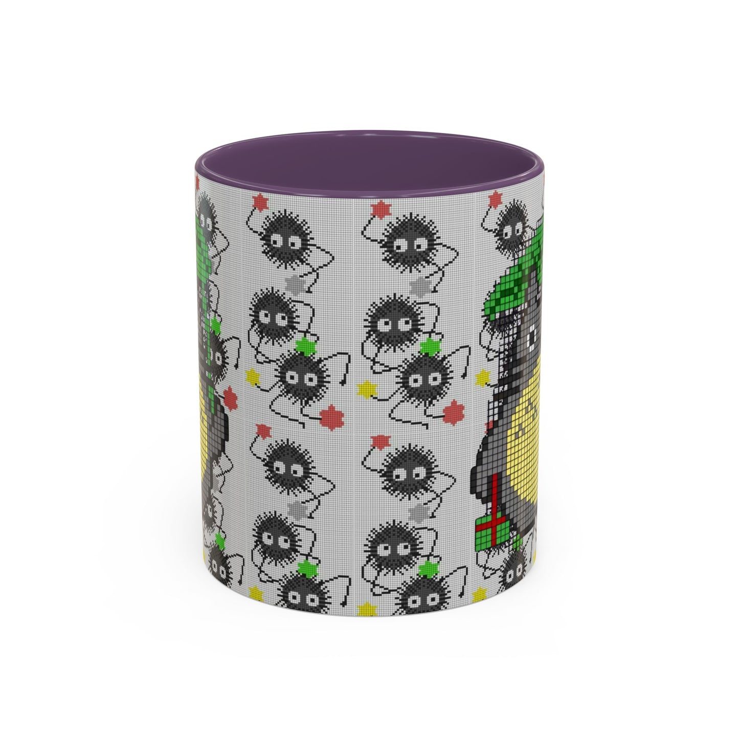 Totoro & Soot Sprites Accent Mug – Color Handle Studio Ghibli Cup – 11oz & 15oz Ceramic Anime Coffee Gift
