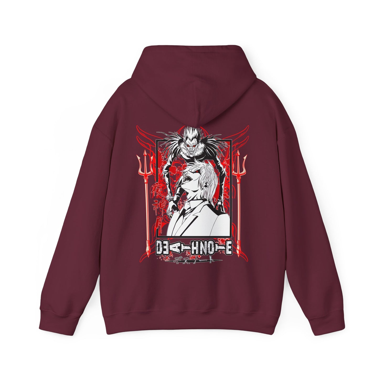Death Note Back Print Hoodie – 100% Cotton Anime Pullover Featuring Ryuk, Light & L