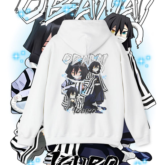 Iguro Obanai Hashira Back Print Hoodie – 100% Cotton Anime Design