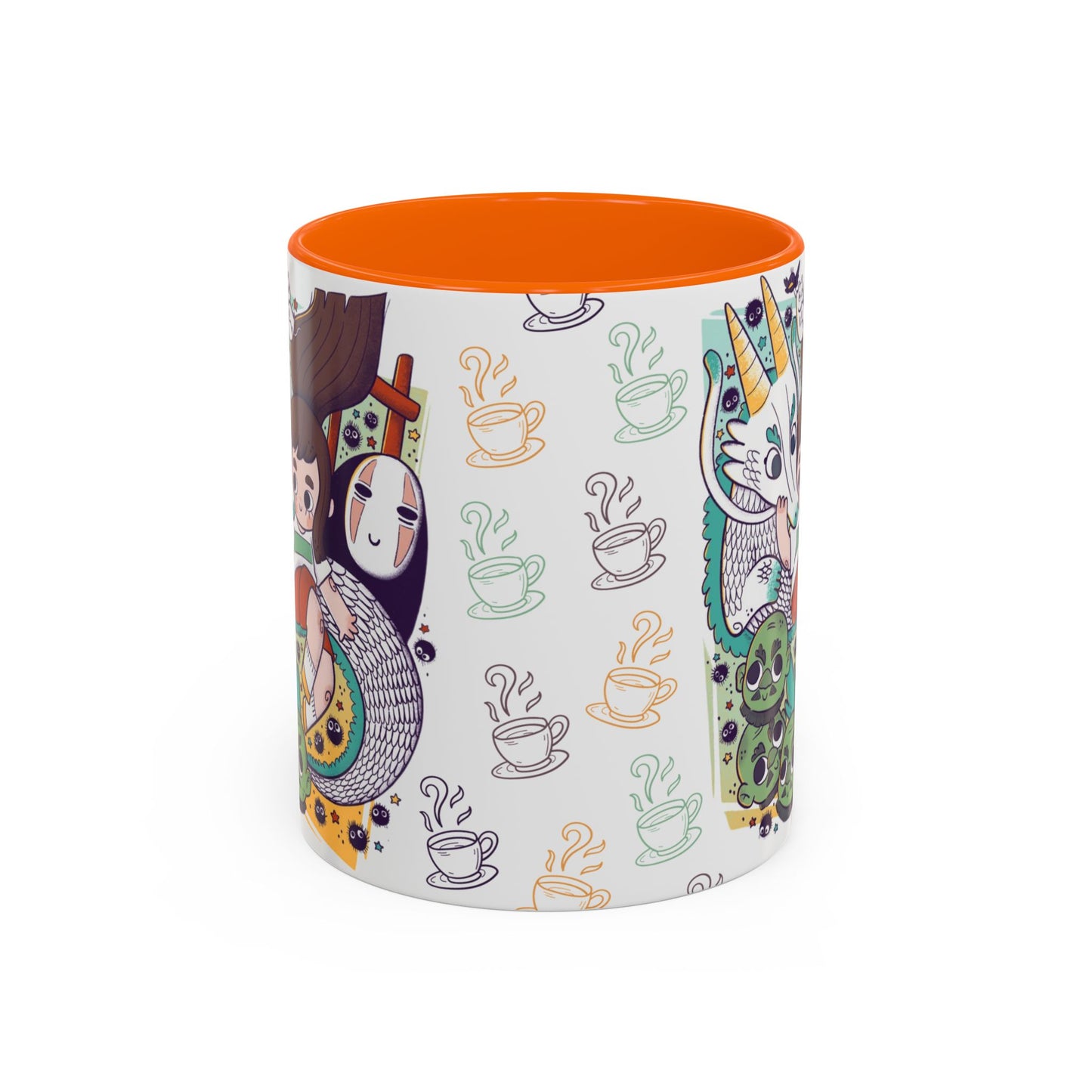 Spirited Away Accent Mug – Color Handle Anime Cup 11oz & 15oz – Studio Ghibli Coffee Mug Featuring Chihiro & No Face