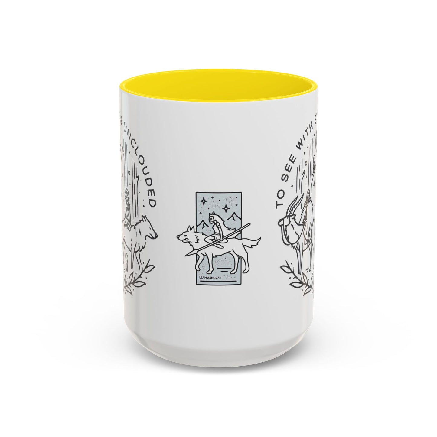Princess Mononoke Art Accent Mug – Studio Ghibli Coffee Cup with Colored Handle – 11oz & 15oz Ceramic Anime Gift