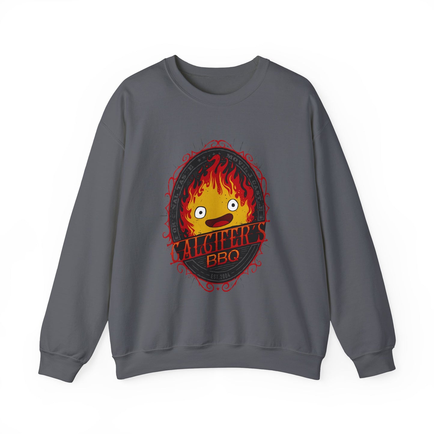 Calcifer BBQ Demon Flame Sweatshirt – 100% Cotton Studio Ghibli Cozy Anime Pullover