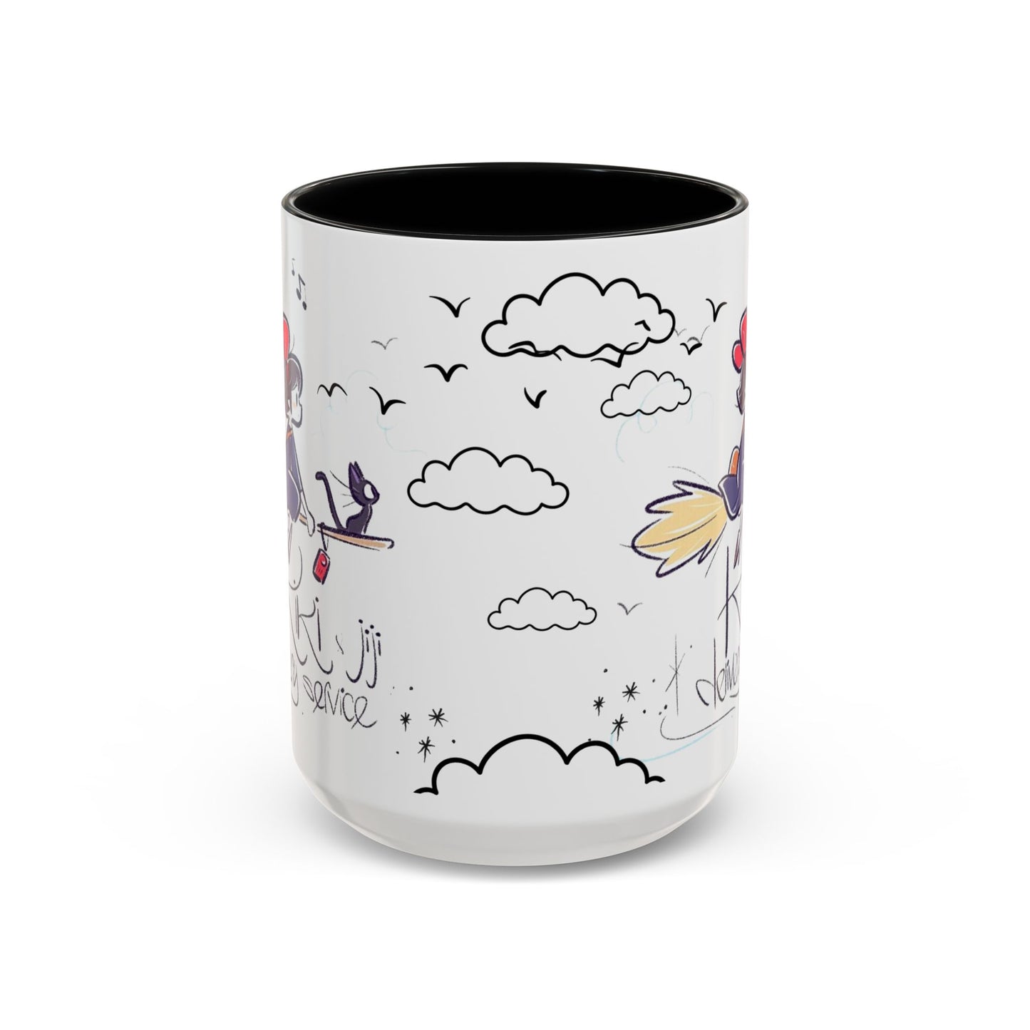 Kiki's Delivery Service Sketch Accent Mug – Studio Ghibli Ceramic Cup – 11oz & 15oz Anime Gift