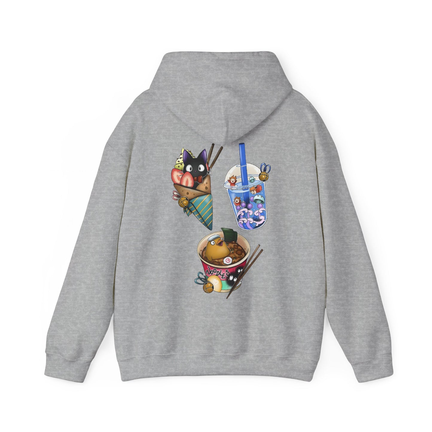 Studio Ghibli Food Back Print Hoodie – 100% Cotton Anime Hoodie with Iconic Ghibli Dishes on the Back