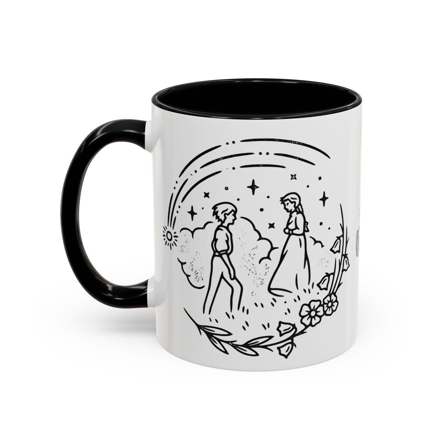 Calcifer Accent Mug – Howl’s Moving Castle Cup with Colored Handle – Studio Ghibli Gift 11oz & 15oz
