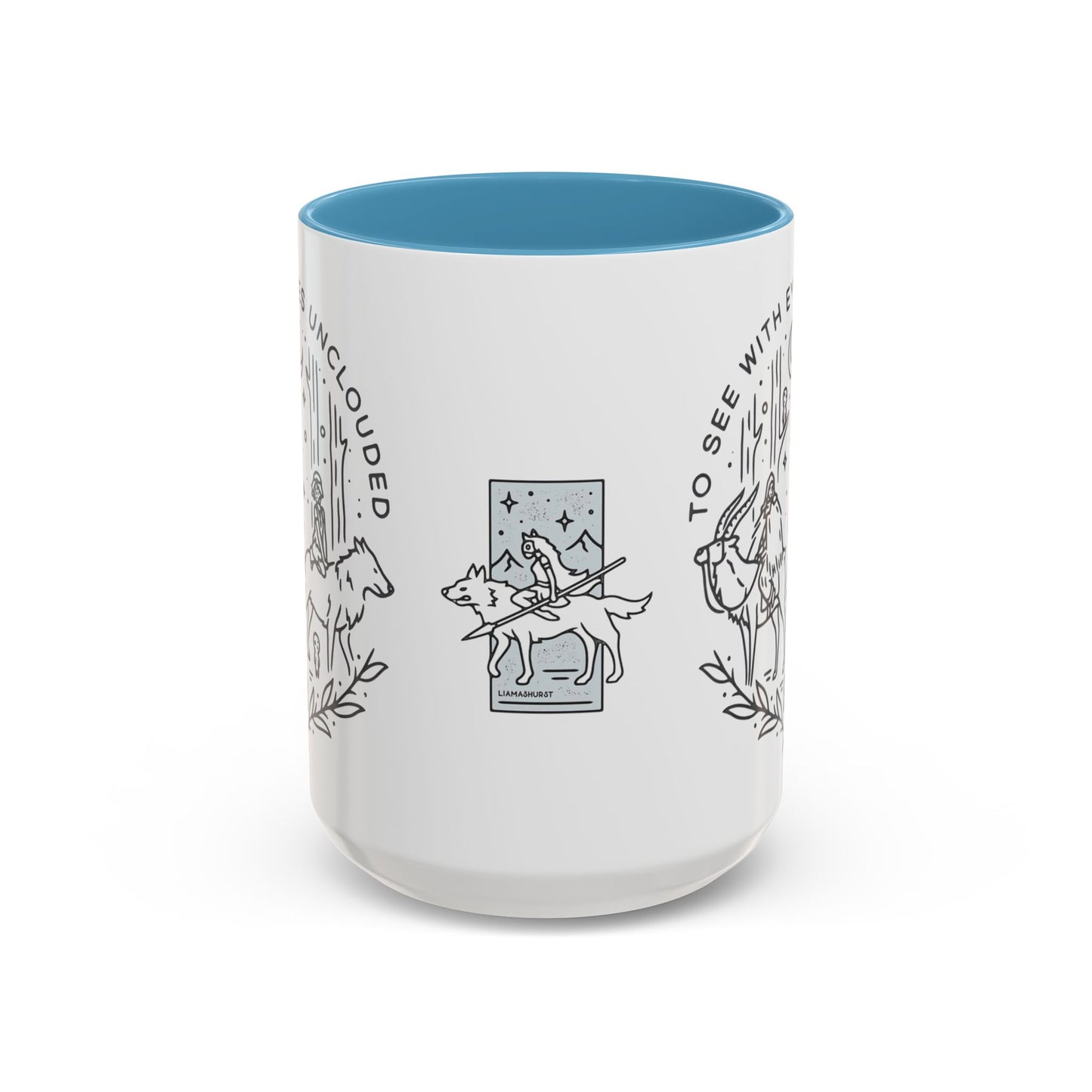 Princess Mononoke Art Accent Mug – Studio Ghibli Coffee Cup with Colored Handle – 11oz & 15oz Ceramic Anime Gift
