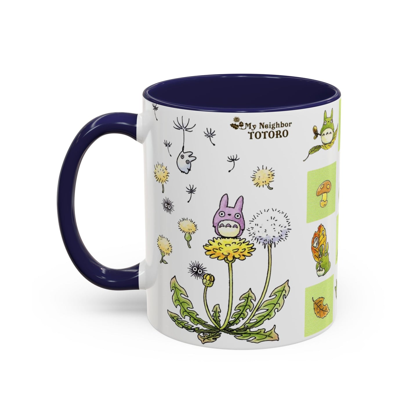 Totoro Green Accent Mug – Studio Ghibli Color Handle Coffee Cup – 11oz & 15oz Ceramic Gift for Anime Fans