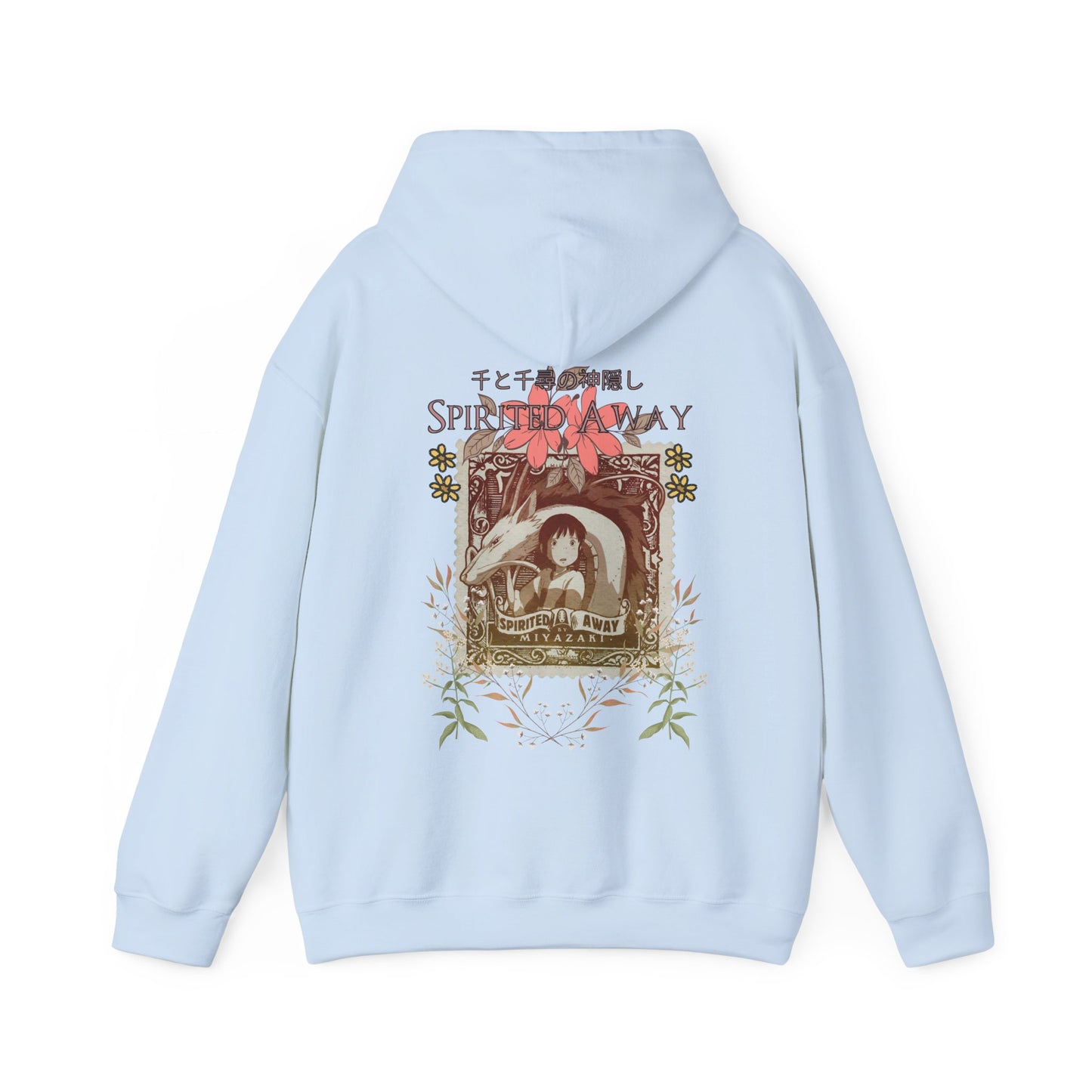 Spirited Away Philately Back Print Hoodie – 100% Cotton Anime Hoodie with Stamp-Inspired Design