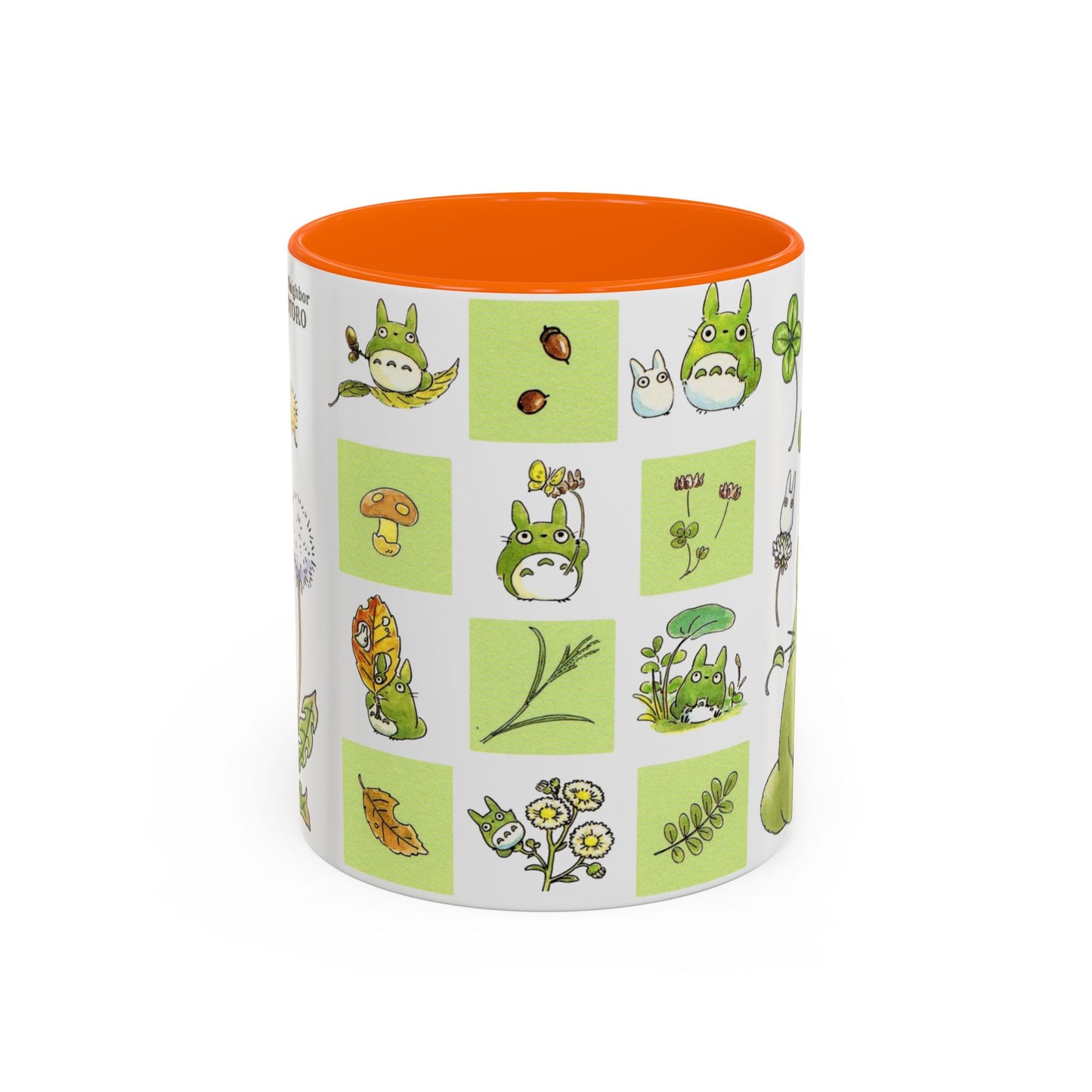Totoro Green Accent Mug – Studio Ghibli Color Handle Coffee Cup – 11oz & 15oz Ceramic Gift for Anime Fans