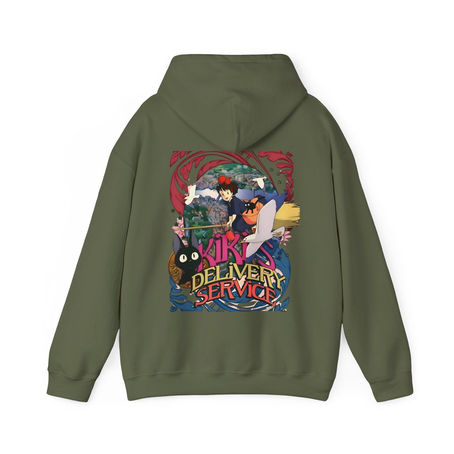 Kiki's Delivery Service Art Back Print Hoodie – 100% Cotton Studio Ghibli Anime Pullover