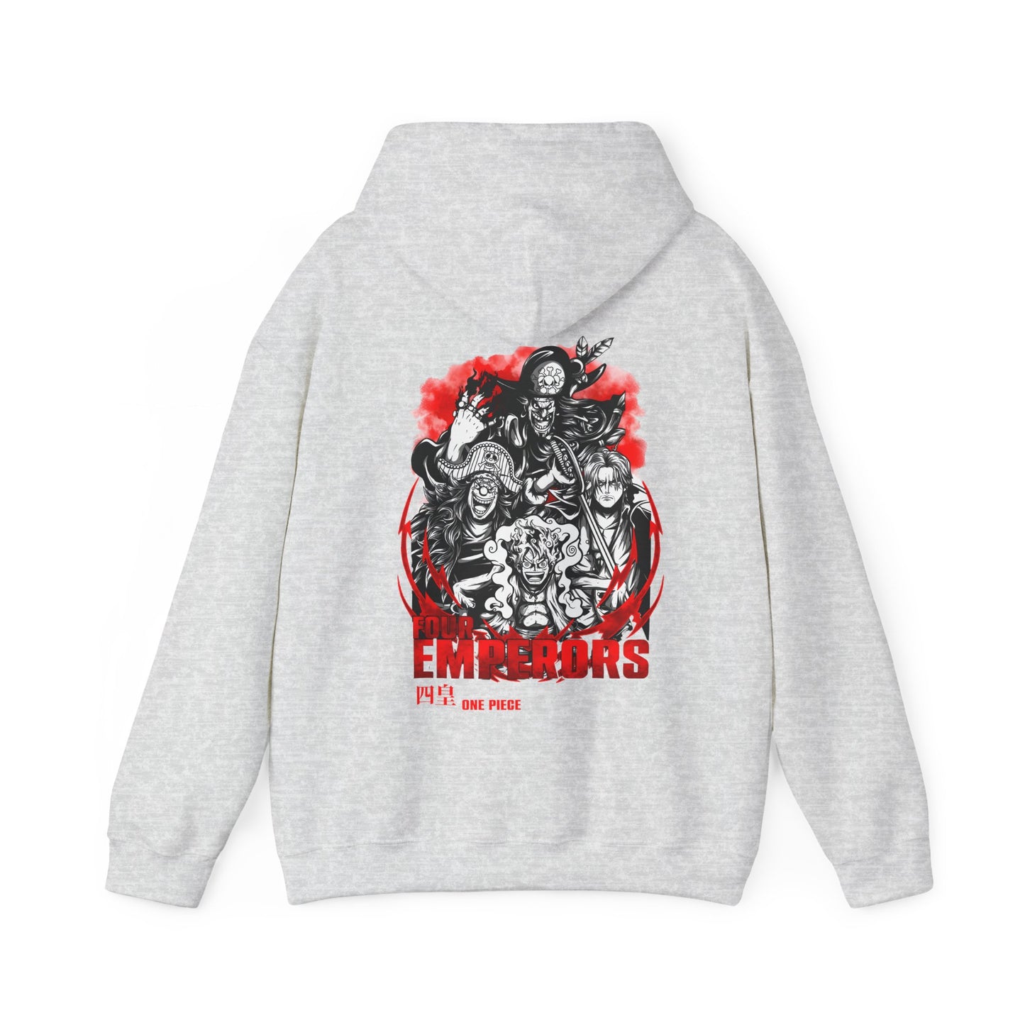 Four Emperors One Piece Back Print Hoodie – 100% Cotton Anime Pullover Featuring Yonko Legends