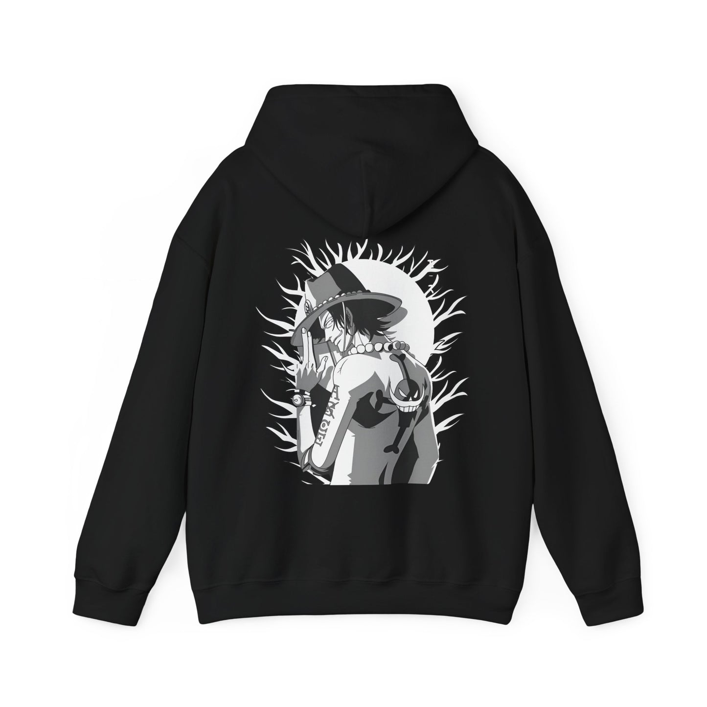 Portgas D. Ace One Piece Back Print Hoodie – 100% Cotton Anime Hoodie for Fire Fist Fans