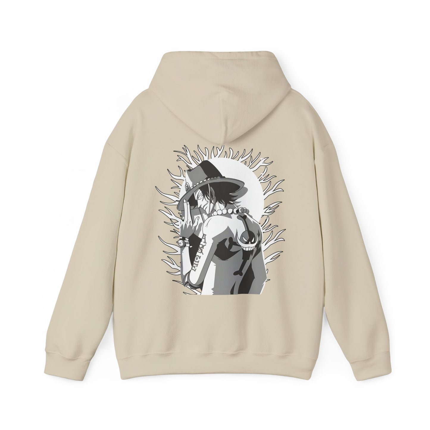 Portgas D. Ace One Piece Back Print Hoodie – 100% Cotton Anime Hoodie for Fire Fist Fans