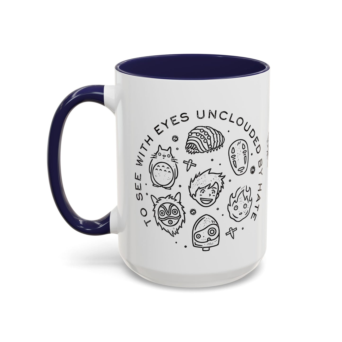 Universe Ghibli Accent Mug – Color Handle Anime Coffee Cup – 11oz & 15oz Studio Ghibli Ceramic Mug Gift