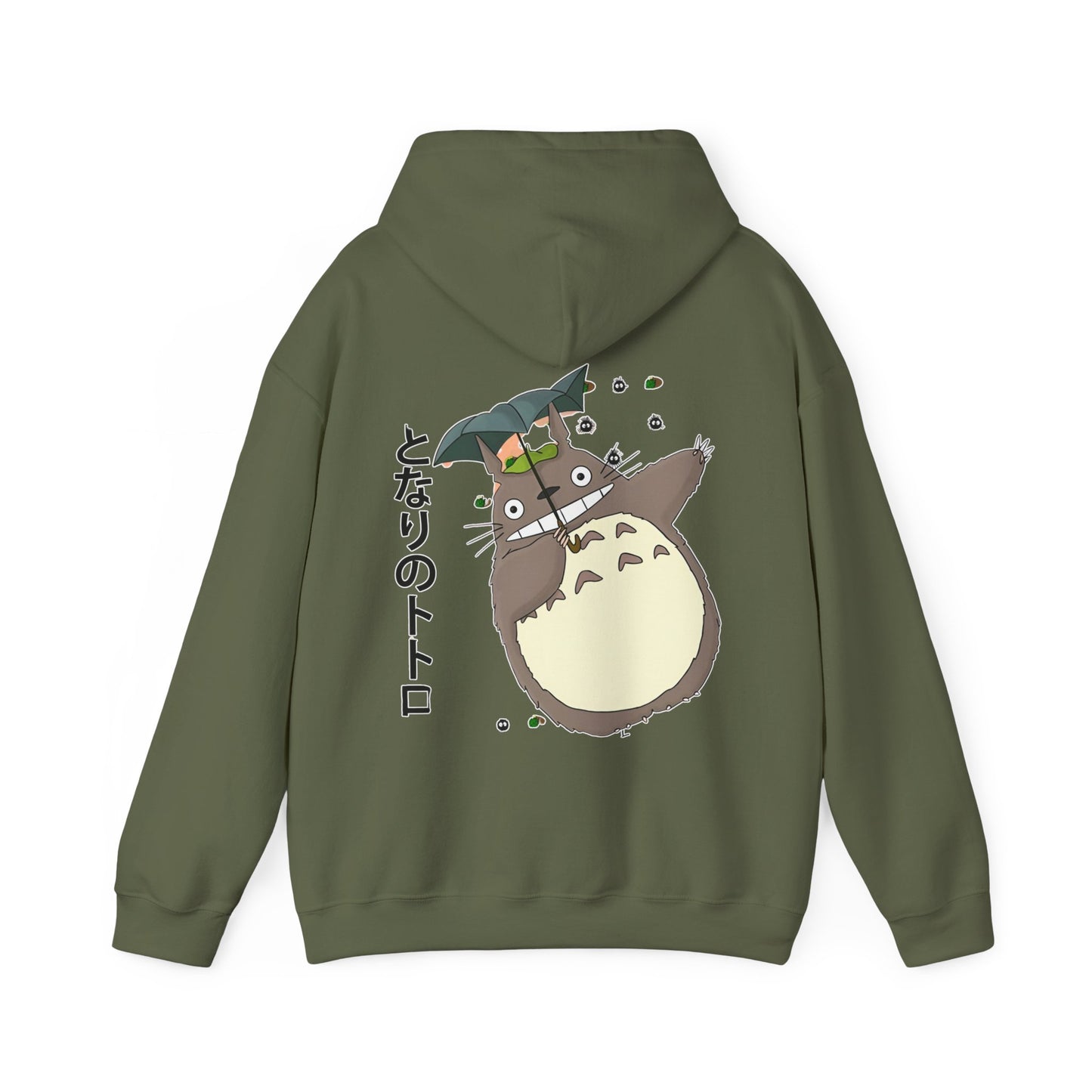 Totoro Funny Face Hoodie with Back Print – 100% Cotton Studio Ghibli Hoodie for Anime Fans