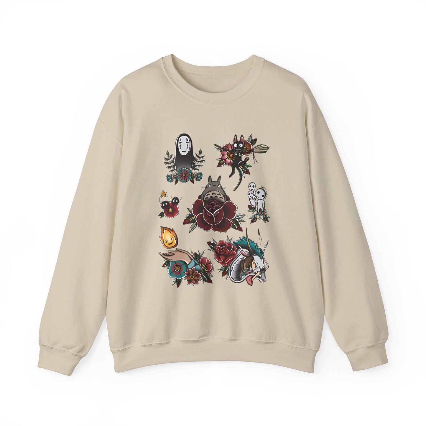 Studio Ghibli Characters Sweatshirt – 100% Cotton Anime Crewneck Featuring Iconic Ghibli Heroes