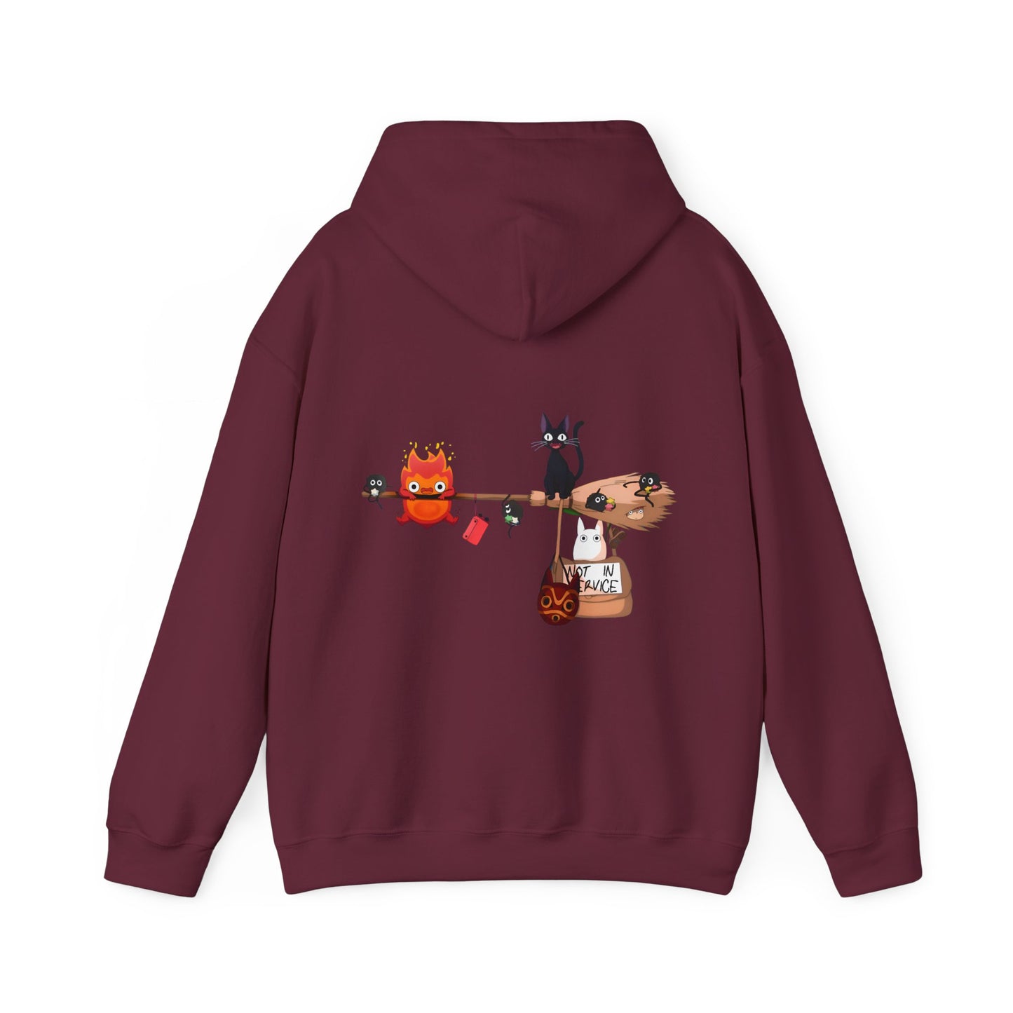 Calcifer Jiji Soot Sprites Back Print Hoodie – 100% Cotton Studio Ghibli Anime Hoodie