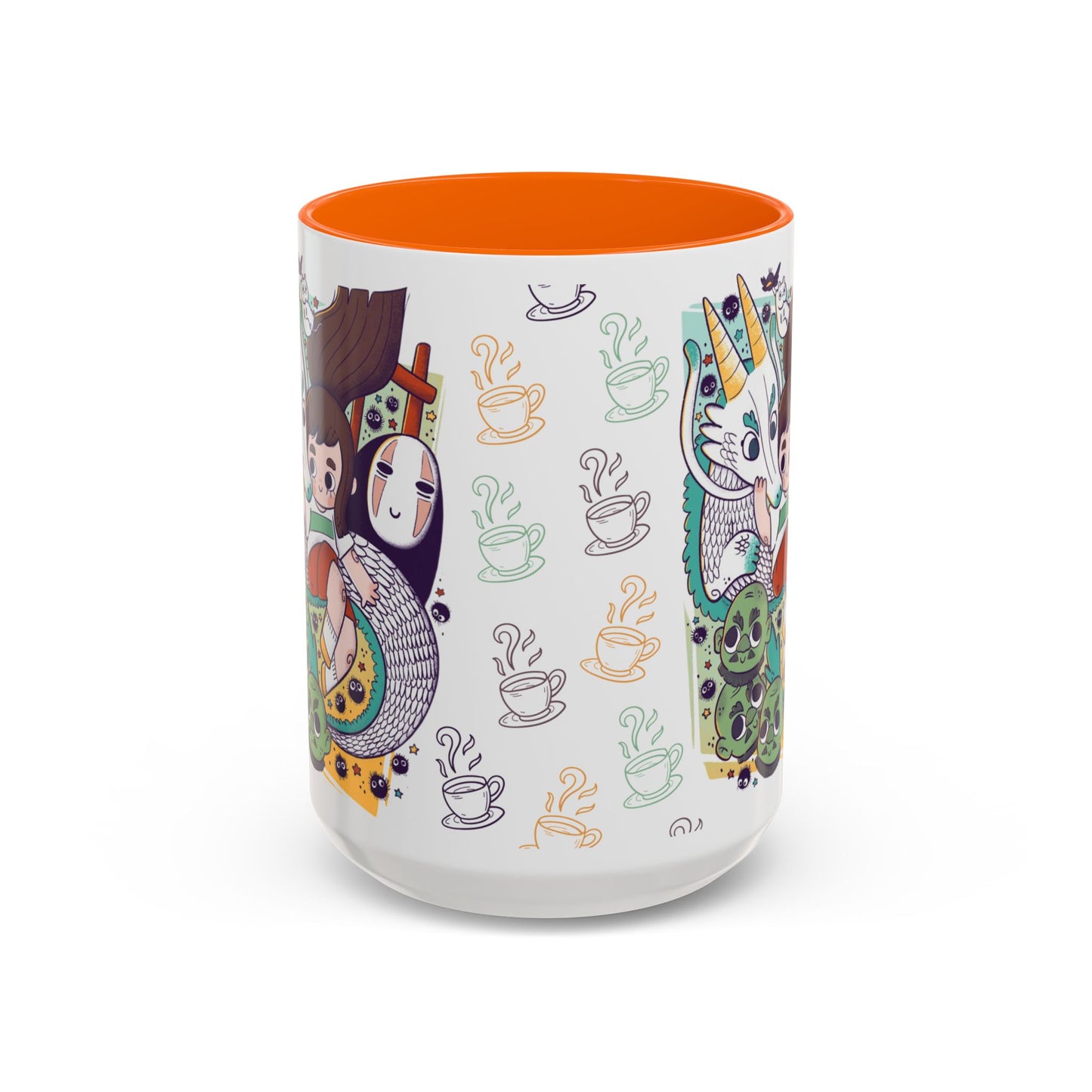 Spirited Away Accent Mug – Color Handle Anime Cup 11oz & 15oz – Studio Ghibli Coffee Mug Featuring Chihiro & No Face