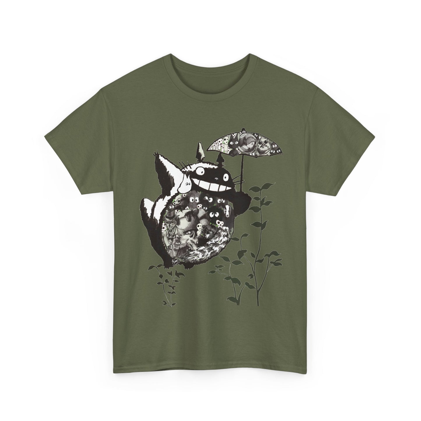 Totoro Black and White T-Shirt 100% Cotton | Studio Ghibli Anime Tee
