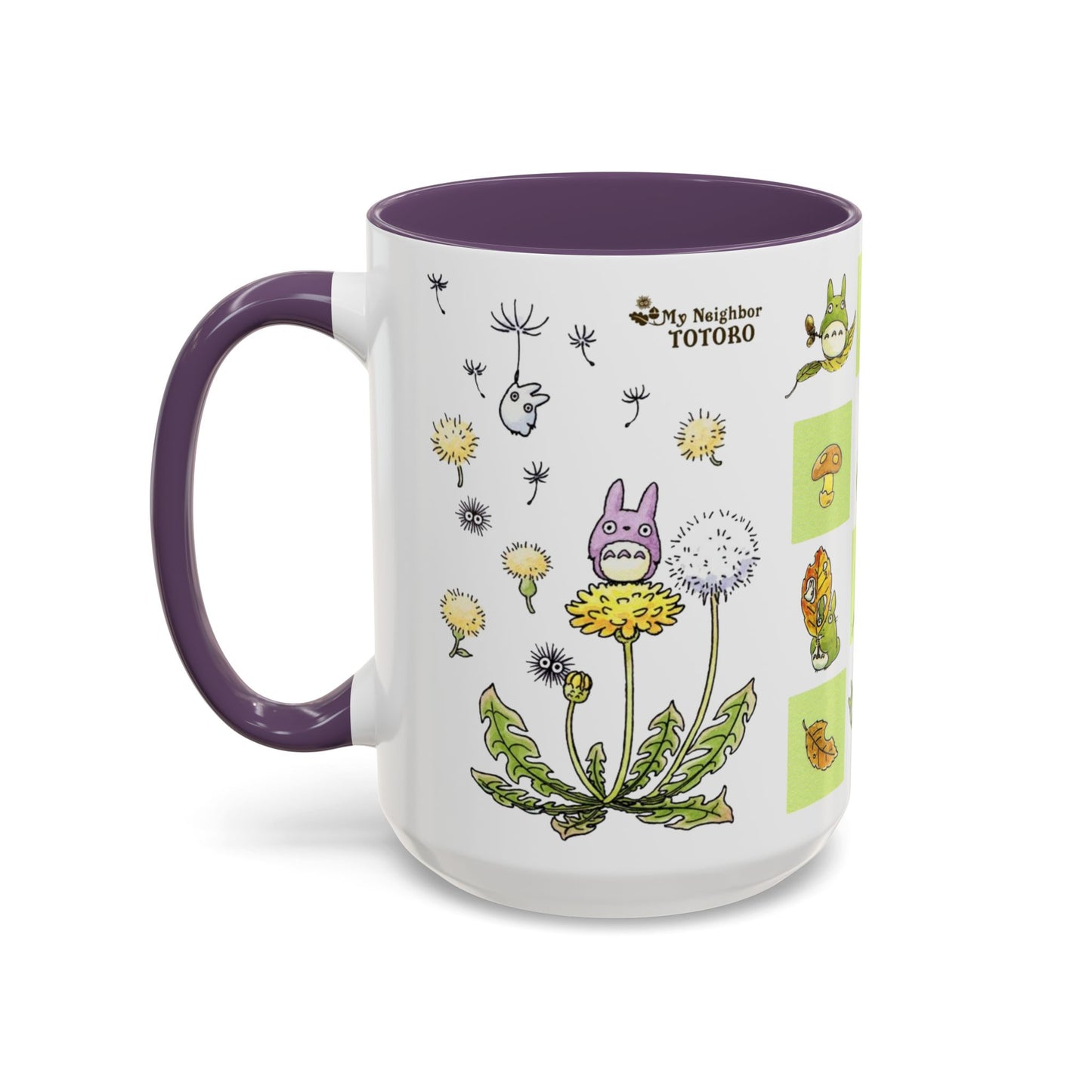 Totoro Green Accent Mug – Studio Ghibli Color Handle Coffee Cup – 11oz & 15oz Ceramic Gift for Anime Fans