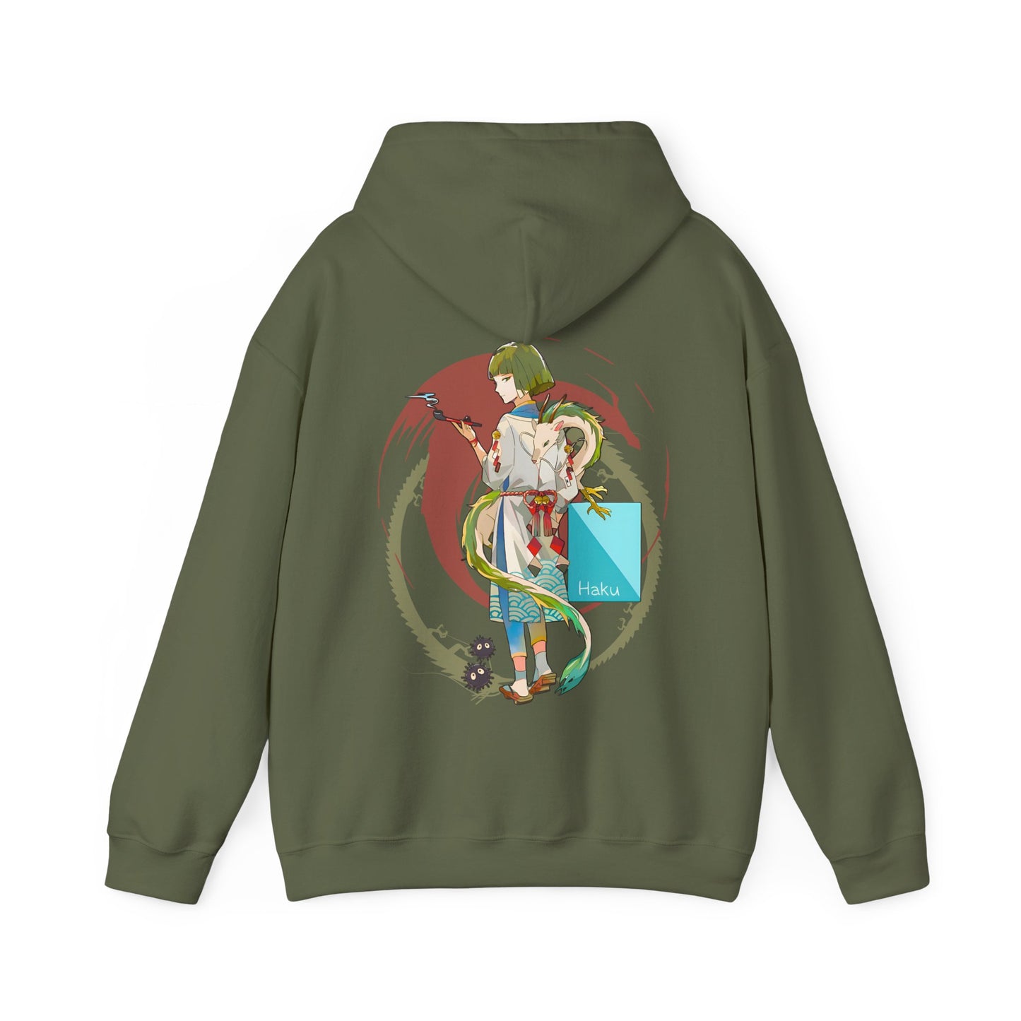 Haku Spirited Away Back Print Hoodie – 100% Cotton Studio Ghibli Hoodie for Anime and Fantasy Lovers
