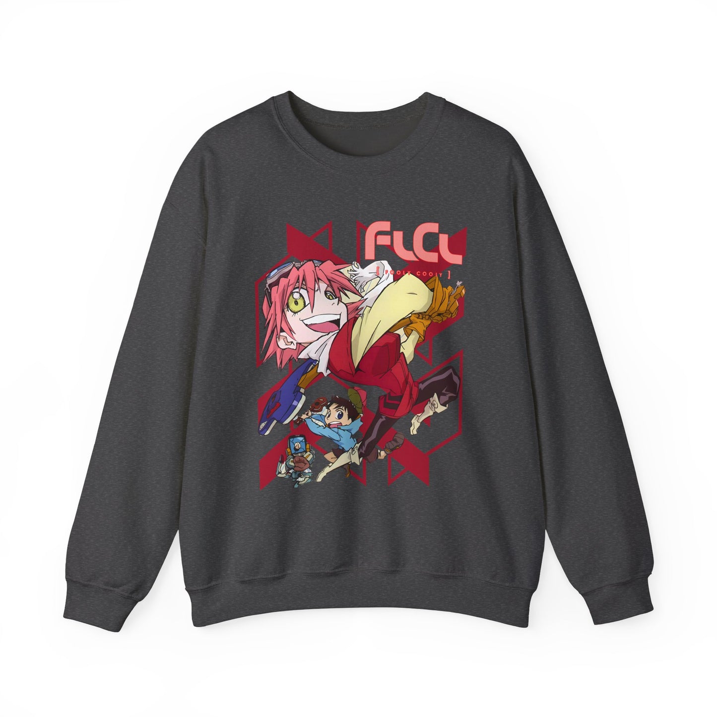 FLCL Sweatshirt – 100% Cotton Gildan 18000 | Fooly Cooly Retro Anime Pullover for True Fans