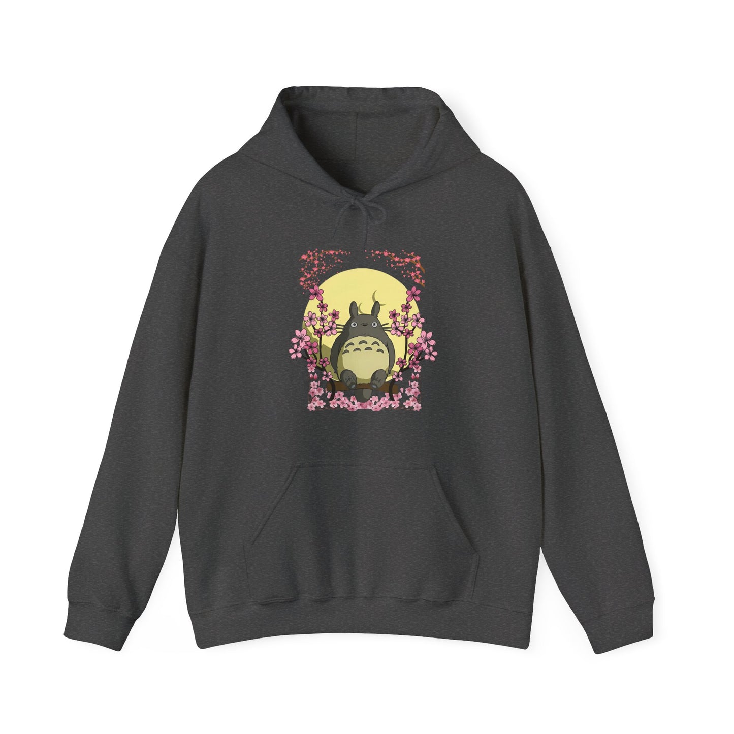 Totoro Sakura Moon Hoodie – 100% Cotton Studio Ghibli-Inspired Cherry Blossom Anime Sweatshirt
