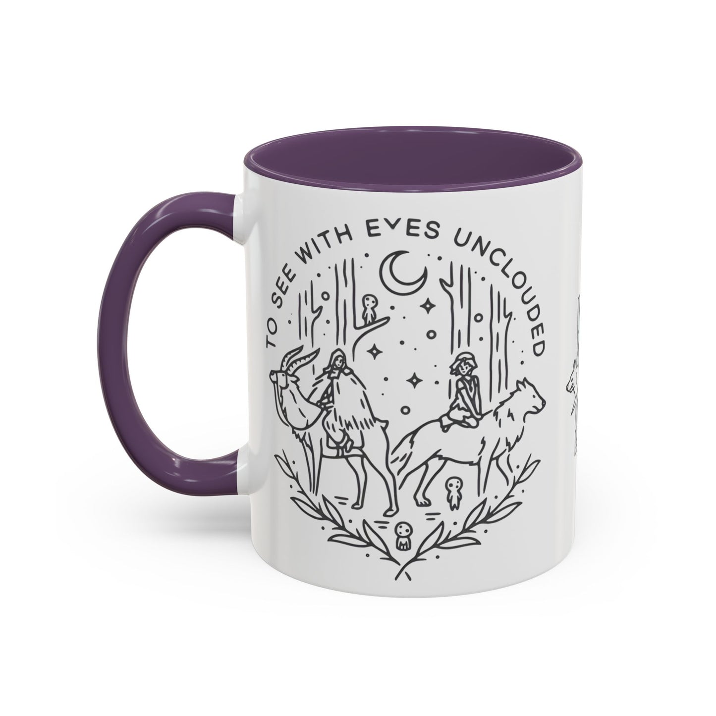 Princess Mononoke Art Accent Mug – Studio Ghibli Coffee Cup with Colored Handle – 11oz & 15oz Ceramic Anime Gift