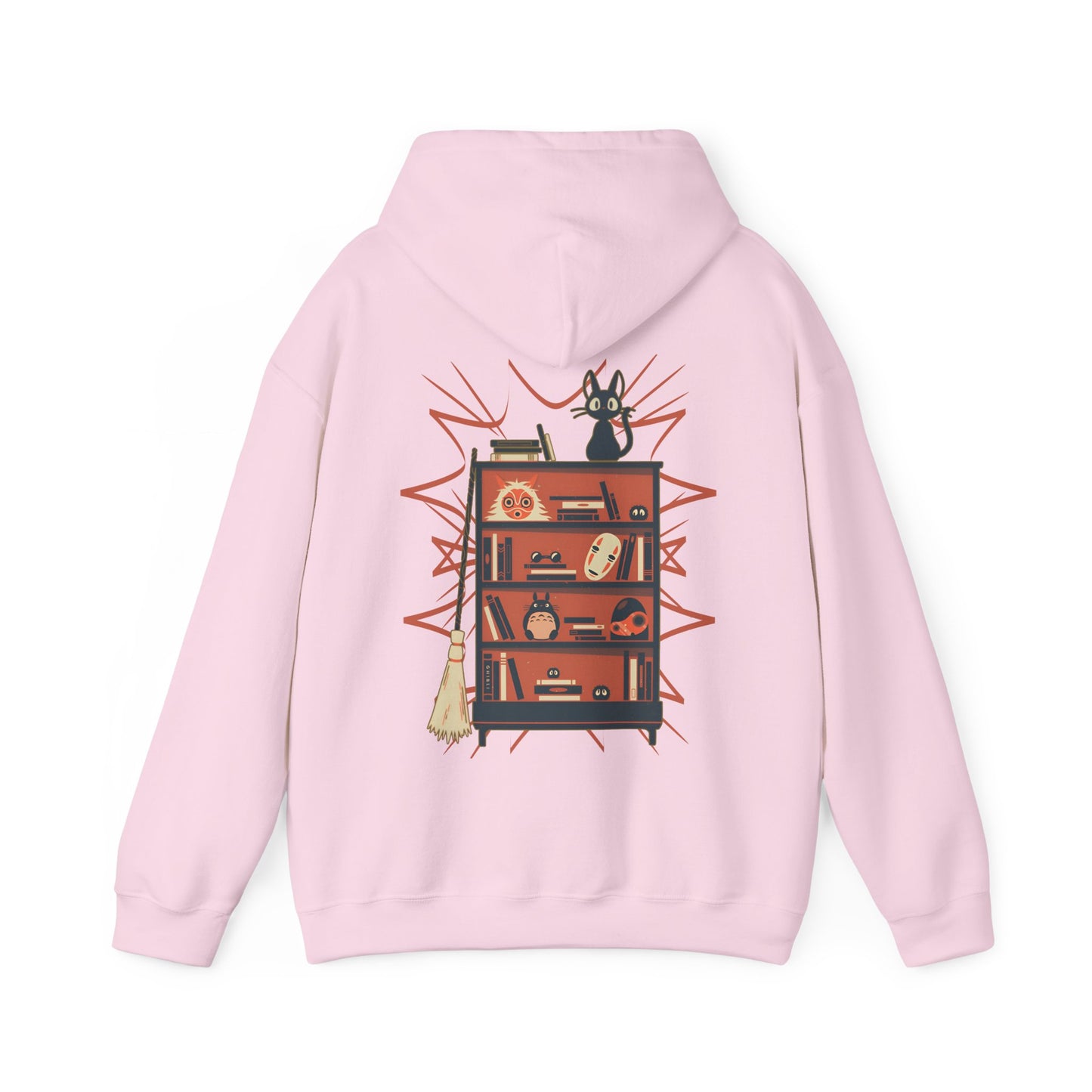 Jiji Back Print Hoodie – 100% Cotton Gildan 18500 | Kiki’s Delivery Service Studio Ghibli Anime Hoodie
