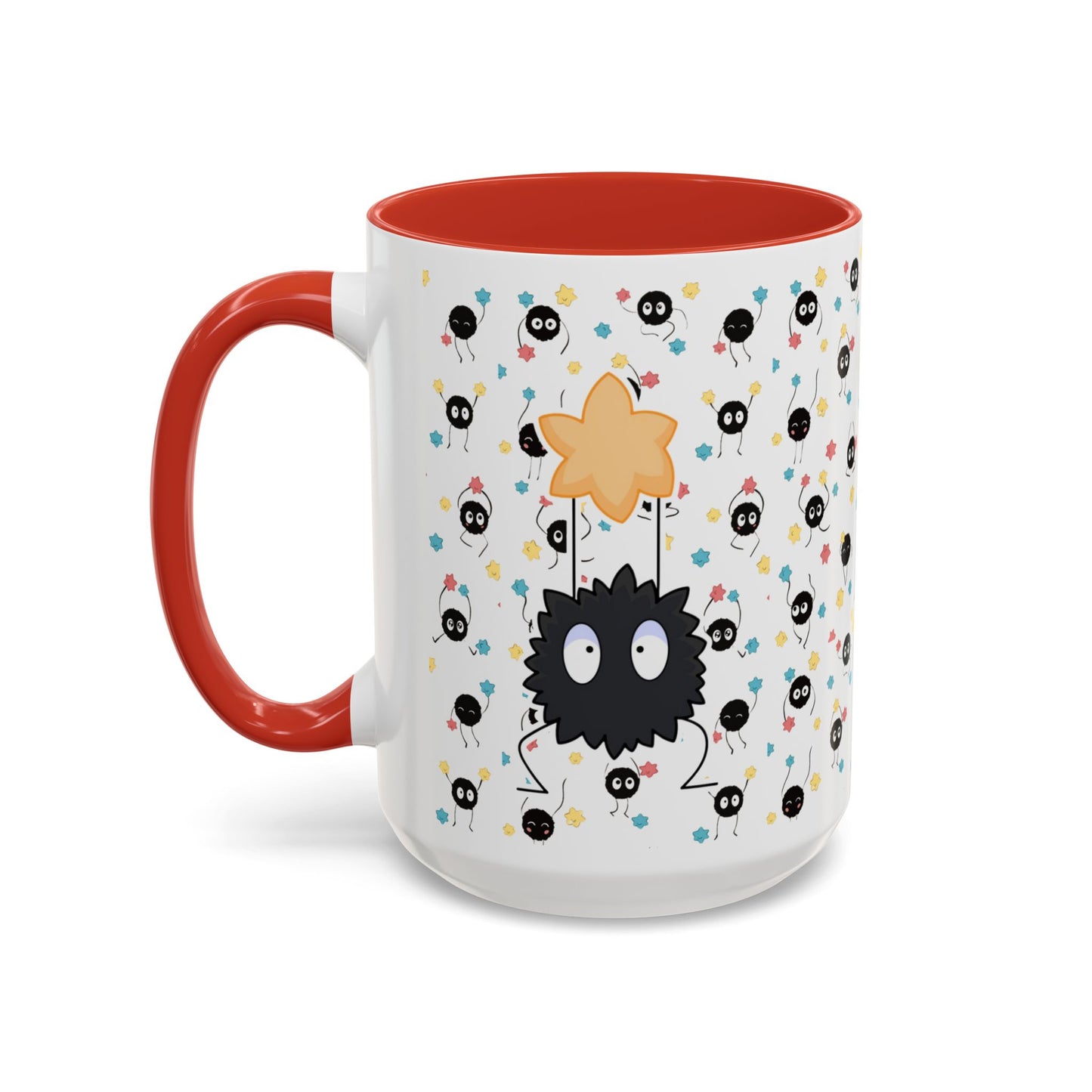 Soot Sprites Accent Mug – Studio Ghibli Color Handle Cup – 11oz & 15oz Ceramic Anime Gift